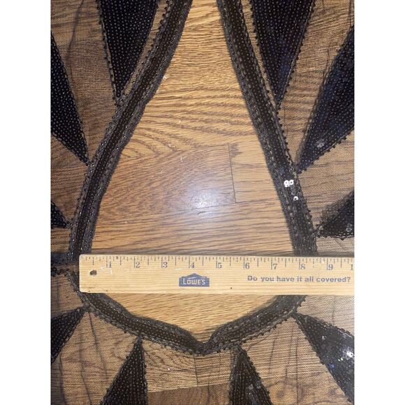 Vintage Sequin Black Poncho Butterfly Teardrop Womens Cropped Art Deco Scalloped - Picture 6 of 16